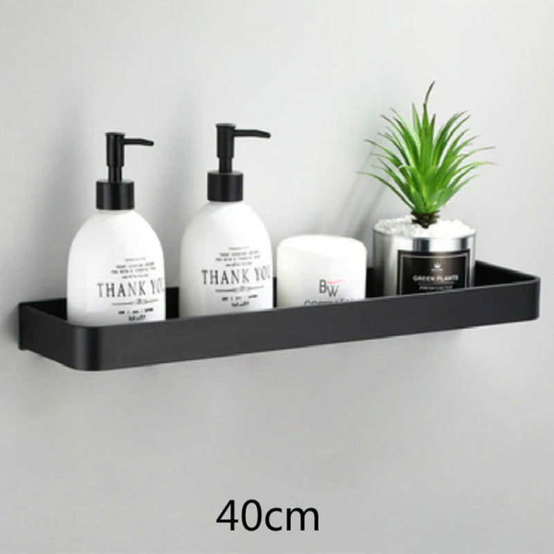 Bathroom Shelf No Drill Organizer Shower Storage Rack Black Corner Shelves Wall Mounted Aluminum Toilet Shampoo Holder